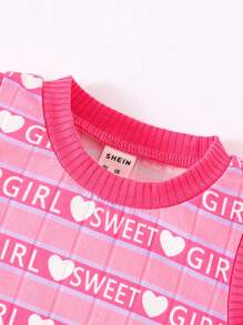 Baby Girl Heart & Letter Graphic Jacket & Dress - Hot Pink - View 6