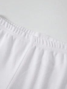 2pcs/Set Baby Boy Snug Fit Solid Color T-Shirt And Pants White Pajamas For Autumn - White - View 4