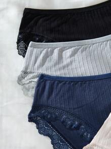 Women's Lace Trim Triangle Panties 5pcs/set