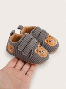 適用於0-1歲男女寶寶的春季/秋季軟底透氣扣嬰兒幼兒鞋 - 灰色 - 查看 4