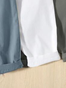 SHEIN 男小童3入組字母補丁細節長褲 - 藍色 - 查看 5