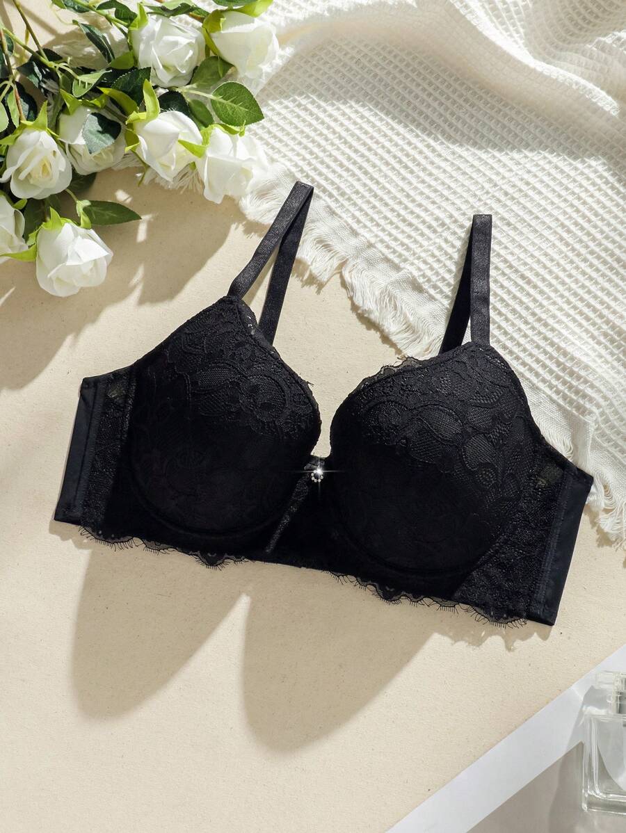 Talla grande Sujetador con encaje con aro - Negro - Ver 1