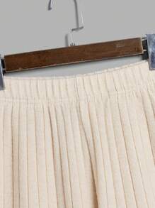 SHEIN EZwear Letter Patched Detail Wide Leg Pants - Beige - View 3
