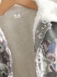 男孩小熊印花毛絨內襯連帽夾克 - 彩色 - 查看 4