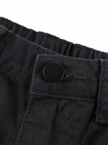 Tween Boys Versatile Personalized School Style Sporty Pocket Denim Pants,Holiday,Summer,Travel - Black - View 3