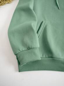 INAWLY Áo nỉ giữ nhiệt có dây rút, cỡ lớn, in họa tiết hoa và khẩu hiệu, lót lông. - Màu xanh Bạc hà - Xem 5