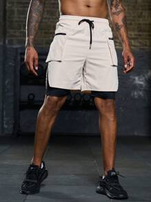 Manfinity Sport Corelite Men 2 In 1 Sports Shorts With Phone Pocket Men Shorts Men Short Set Men Summer Pants Short Men Shorts Suit Sweat Pants - Multicolor - View 3