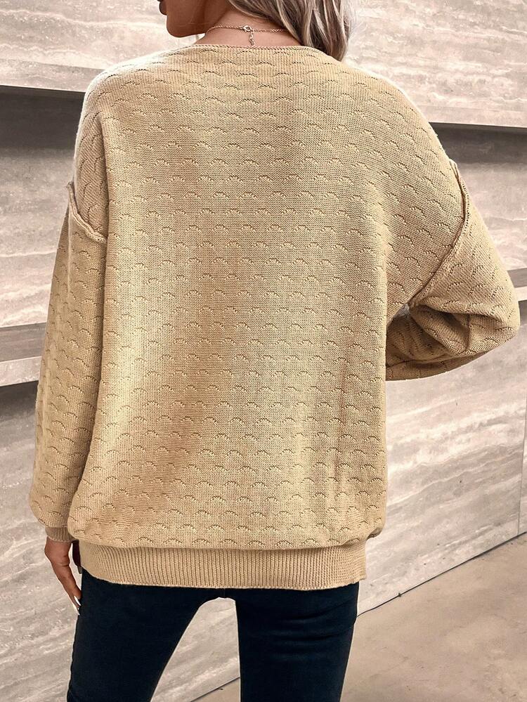 Solid Drop Shoulder Knit Pullover Fall Winter Sweater