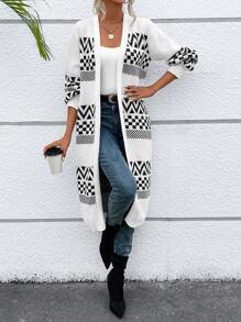 SHEIN Essnce 几何图案落肩开衫 - 彩色 - 查看 6