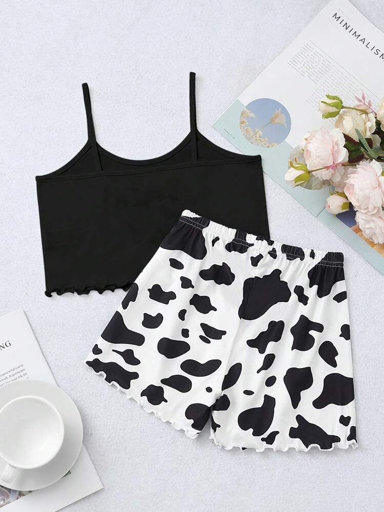 ชุดนอน Tween Girls Pajamas ผักกาดหอม การ์ตูน น่ารัก - สีดำและสีขาว - ดู 2
