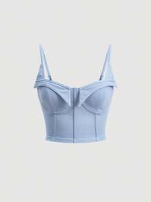 SHEIN MOD Solid Bustier Cami Top - Baby Blue - View 2