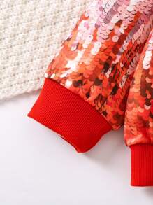 SHEIN Young Girl Sequin Effect Bomber Jacket - Multicolor - View 4