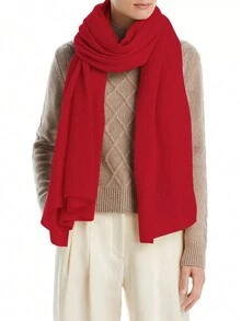Solid Cashmere Blend Gift Cape Cardigan - Red - View 4