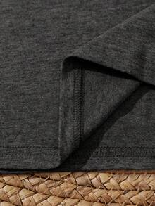 SHEIN LUNE Plus Slogan Graphic Tee - Dark Grey - View 5