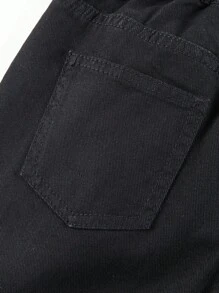 Tween Boys Versatile Personalized School Style Sporty Pocket Denim Pants,Holiday,Summer,Travel - Black - View 7