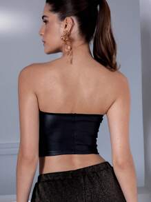 SHE(IN) BRASIL 素色短款抹胸上衣 - 黑色 - 查看 2