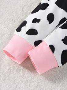 SHEIN Baby Girl 2sets Cow Print Snug Fit PJ Set - Pink - View 4