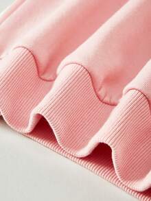 Young Girl Solid Drop Shoulder Sweatshirt - Pink - View 4