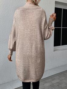 SHEIN Essnce 落肩休闲设计开衫 - 摩卡棕 - 查看 2