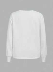 SHEIN Chicos Pantalones deportivos con sudadera con estampado de letra ribete de rayas sin camiseta - Blanco y Negro - Ver 9