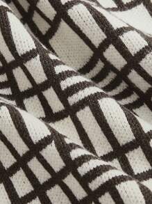 SHEIN MOD Plaid Pattern Button Placket Sweater Vest Without Shirt - Multicolor - View 3