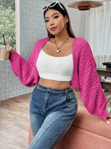 POPSWAY 大码蝙蝠袖开衫 - 玫紅色 - 查看 6