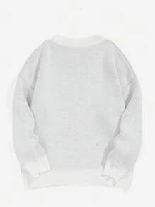 Flirla Sweater Ukuran Plus Kartun Huruf Casual - Putih - View 2
