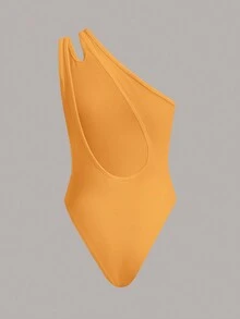 SHEIN ICON 一肩鏤空連體衣 - 橘色 - 查看 3