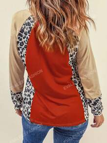 T-shirt Léopard & Imprimé Citrouille Manches Raglan