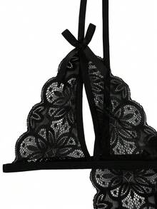 Đồ lót gợi cảm Nữ Lộ Lưng Cắt ra màu trơn - màu đen - Xem 5