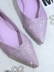 SHUZIA Rhinestone Detail Point Toe Ballet Flats