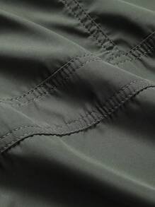 Manfinity LEGND Men Letter Graphic Teddy Lined Drawstring Hooded Coat - Army Green - View 4