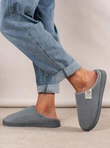 Men's Slippers New Warm Slippers Soft-Soled Korean-Style Simple Home Slippers Autumn And Winter Slippers - Grey - View 2