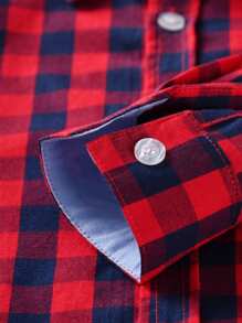 小男孩格子印花襯衫