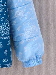 Tween Boy Paisley Scarf Print Zip Up Padded Coat Without Sweater - Multicolor - View 5