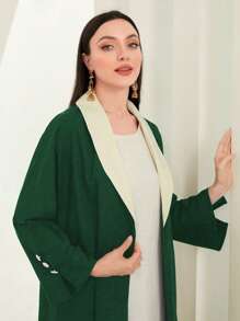 Al Najma 披肩領長袍 - 墨綠色 - 查看 5