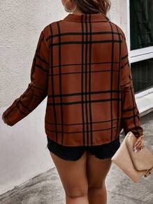 Calvaya Plus Plaid Print Pocket Patched Shirt