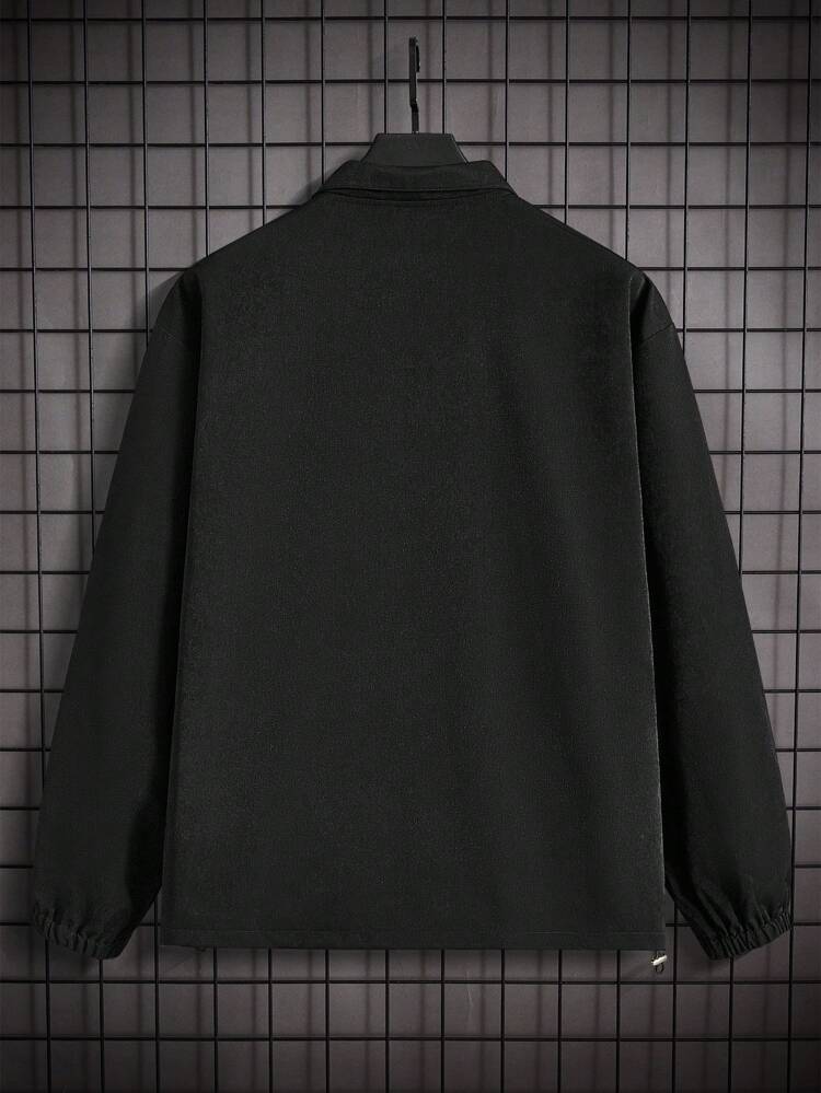 Loose-Fit Men's Zip-Up Drop Shoulder Jacket With Pockets (No Hood)