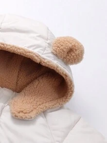 Young Boy Casual Hooded Thermal Lined Padded Coat - Beige - View 3