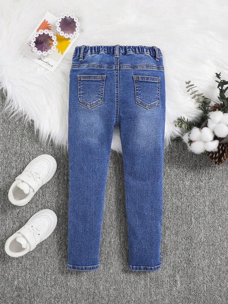 Young Girl Bleach Wash Slant Pocket Jeans