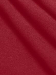 Cottnline Solid Wideband Waist Biker Shorts - Burgundy - View 3