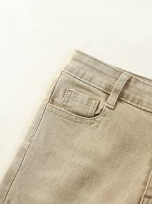 少年男生斜口口袋牛仔褲 - 杏色 - 查看 4