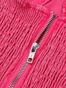 SHEIN MOD Nơ mặt trước Hai Dây Tops Denim - Hồng - Xem 3