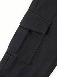 Tween Boys Versatile Personalized School Style Sporty Pocket Denim Pants,Holiday,Summer,Travel - Black - View 5