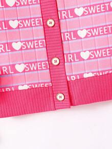 Baby Girl Heart & Letter Graphic Jacket & Dress - Hot Pink - View 5