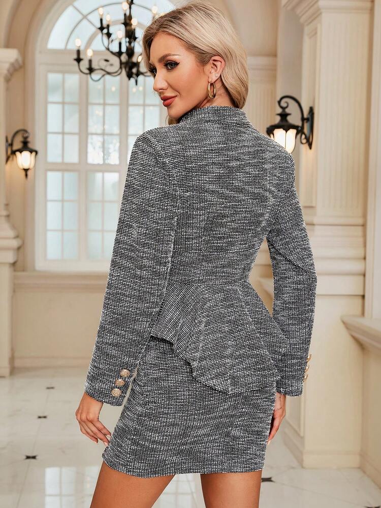Shawl Collar Peplum Coat