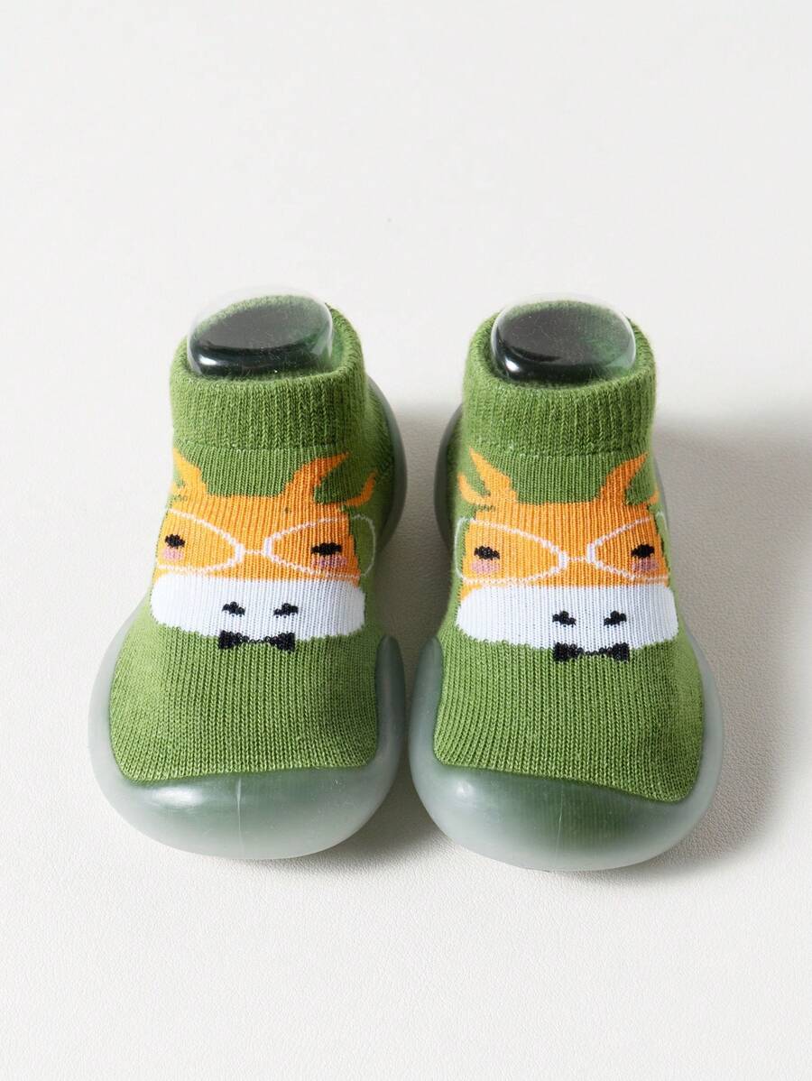 輕量化嬰兒運動鞋,防踢防滑襪鞋,卡通牛走路鞋 - 綠色 - 查看 1