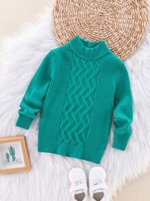 Chico joven Jersey tejido de canalé - Verde Oscuro - Ver 1