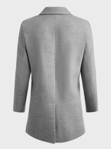 Manfinity VCAY Men Asymmetrical Neck Button Front Overcoat - Grey - View 2