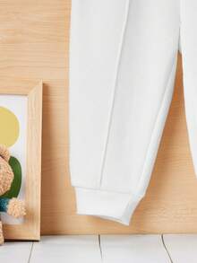 SHEIN 男嬰素色衛衣和衛褲 - 白色 - 查看 4